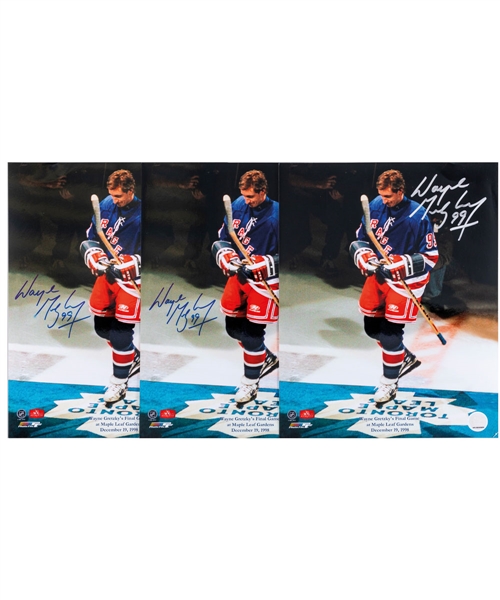 Wayne Gretzky New York Rangers December 19th 1998 Final Game at Maple Leaf Gardens Signed Photo Collection of 3 (11" x 14") 
