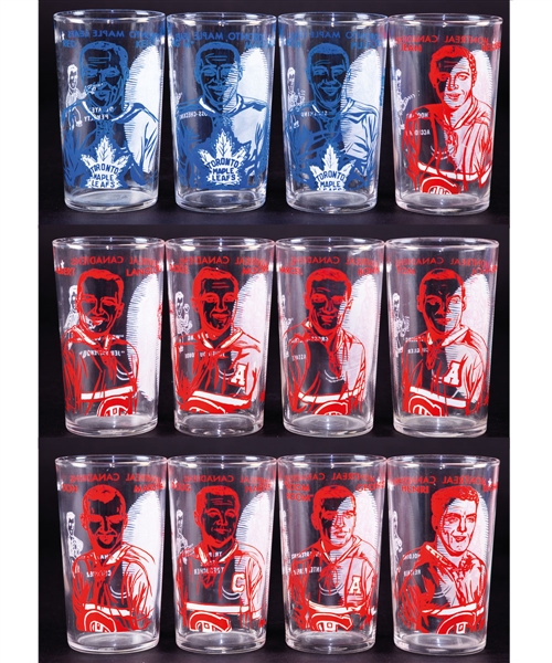 1960-61 Montreal Canadiens and Toronto Maple Leafs York Peanut Butter Glass Collection of 12