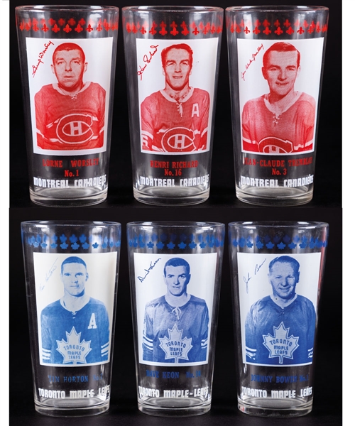 1967-68 Montreal Canadiens and Toronto Maple Leafs York Peanut Butter Glass Complete Set of 6