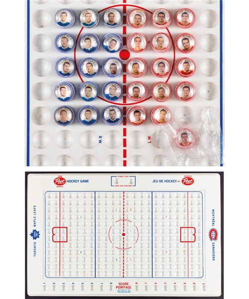 1968-69 Montreal Canadiens and Toronto Maple Leafs Post Marbles Complete Set of 30 with Game Boards (2)