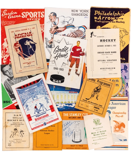Vintage 1930s-1970s "Original Six" Programs, Guides, Pictures and More (70+) Plus Vintage Minor Hockey Programs, Guides and More (40+)
