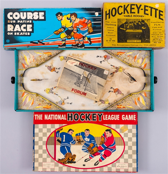 Vintage Table Top Hockey Game (Gotham, Munro, Foster Hewitt & Others) and Other Hockey Board/Skill Game Collection of 13