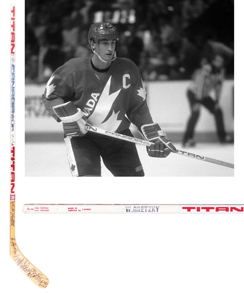 Wayne Gretzkys 1984 Canada Cup Team Canada Team-Signed Game-Issued Stick Including Gretzky, Messier and Yzerman
