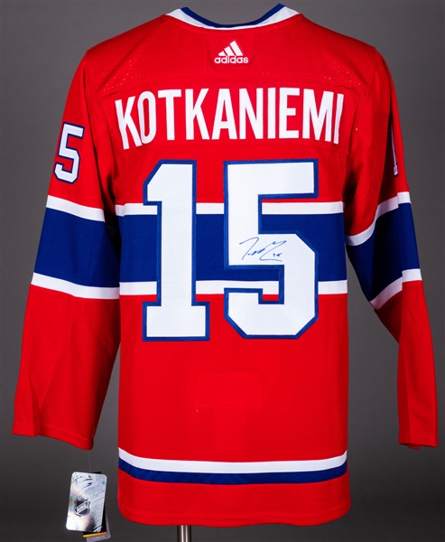 Jesperi Kotkaniemi Montreal Canadiens Signed Jersey, Puck and Photo with LOA