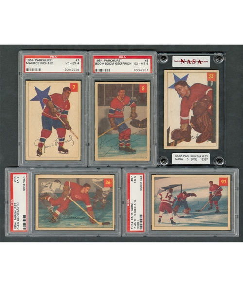 1954-55 Parkhurst Hockey Complete 100-Card Set Including 16 PSA-Graded Cards