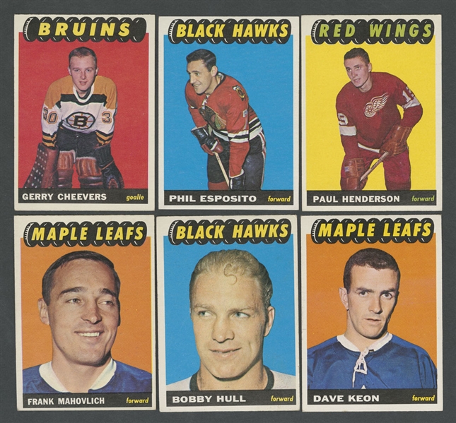 1965-66 Topps Hockey Starter Set (76/128) Including #31 Cheevers RC, #51 Henderson RC, #59 Hull, #60 Mikita and #116 Esposito RC