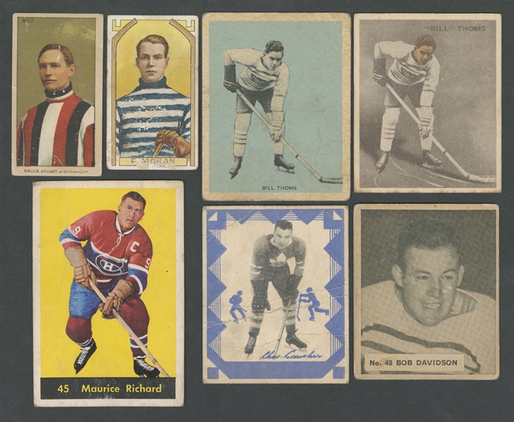 1910-11 Imperial Tobacco C56 #17 Bruce Stuart RC, 1911-12 Imperial Tobacco C55 #1 Paddy Moran Plus 1930s O-Pee-Chee, World Wide Gum and Other Brands Hockey Cards (13)