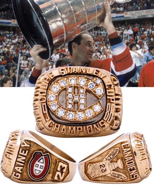 Bob Gaineys 1985-86 Montreal Canadiens Stanley Cup Championship 10K Gold and Diamond Ring from His Personal Collection with His Signed LOA