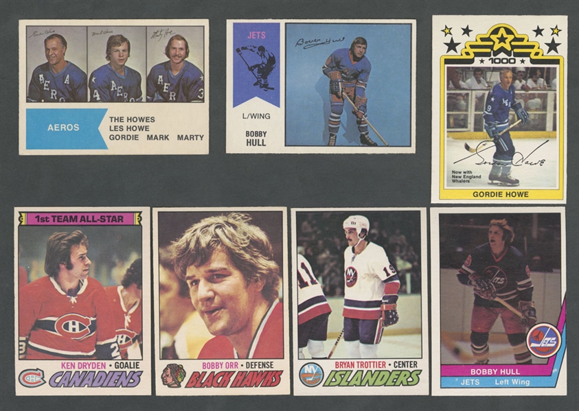 1974-75 and 1977-78 O-Pee-Chee WHA Complete 66-Card Sets, 1977-78 O-Pee-Chee Near Complete Set (395/396) and 1970-71 Esso Power Players Complete Set in Album