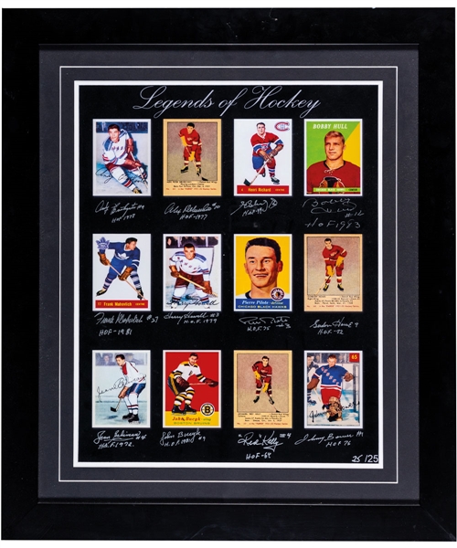 Legends of Hockey HOFers Rookie Cards Limited-Edition Framed Poster Signed by 11 of the 12 Players (23 1/2" x 27 1/2")