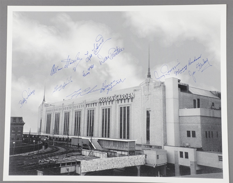 Boston Garden Photo Autographed by 11 Former Boston Bruins Players with LOA (16" x 20")