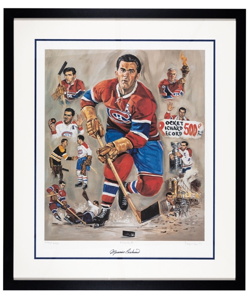 Maurice Richard Signed Montreal Canadiens “Rocket” Michel Lapensee Framed Limited-Edition Lithograph #152/9999 with LOA (30” x 35”)