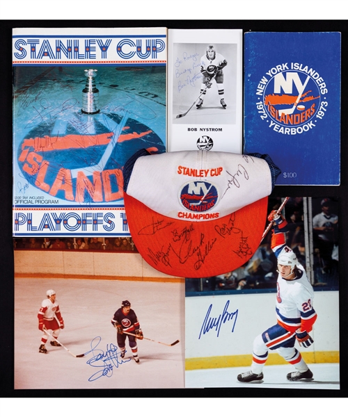 Large New York Islanders Collection with Media Guides, Yearbooks and Photos plus Numerous Signed Items including Team-Signed 1982 Stanley Cup Program 
