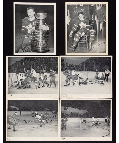 1945-54 Quaker Oats Hockey Photos (169) Including Apps, Kennedy with Stanley Cup, Bentley Locker Room and Action Photos (4) Plus Memorabilia