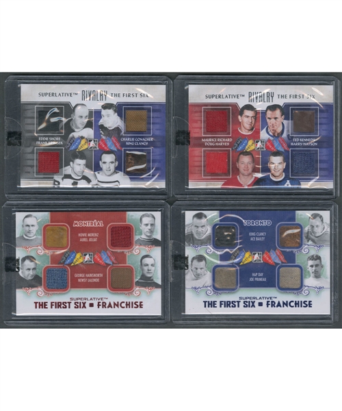 2013-14 ITG Superlative The First Six Rivalry Quad Memorabilia 24-Card Set (#/19) and The First Six Franchise Quad Memorabilia 24-Card Set (#/9)