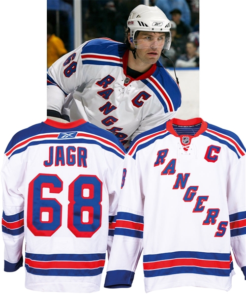 Jaromir Jagrs 2007-08 New York Rangers Game-Worn Captains Jersey with LOA - Photo-Matched!