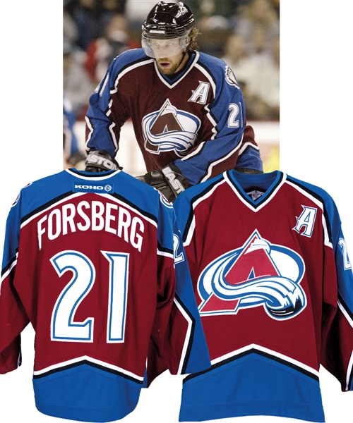 Peter Forsbergs 2003-04 Colorado Avalanche Game-Worn Alternate Captains Jersey with LOA 