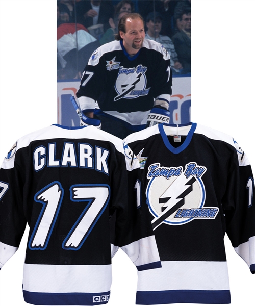 Wendel Clarks 1998-99 Tampa Bay Lightning Game-Worn Jersey with Team LOA - All-Star Game Patch!
