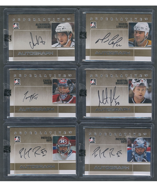 2009-10 ITG Superlative II Silver Autograph 36-Card Set (#/50) Including Ovechkin, Roy (2), Lemieux, Price and Brodeur