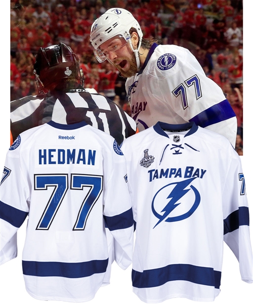 Victor Hedmans 2014-15 Tampa Bay Lightning Signed Game-Worn Stanley Cup Finals Jersey with Team COA - Stanley Cup Finals Patch! - Photo-Matched!