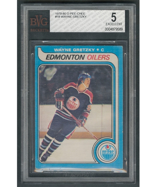 1979-80 O-Pee-Chee Hockey Card #18 HOFer Wayne Gretzky RC - BVG-Graded 5