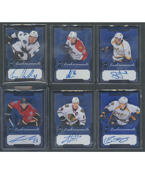2013-14 Upper Deck The Cup Enshrinements Hard-Signed Cards Near-Complete Set (42/57)(#/60) Including Toews, Barkov, Forsberg, Monahan, Jones and Numerous HOFers