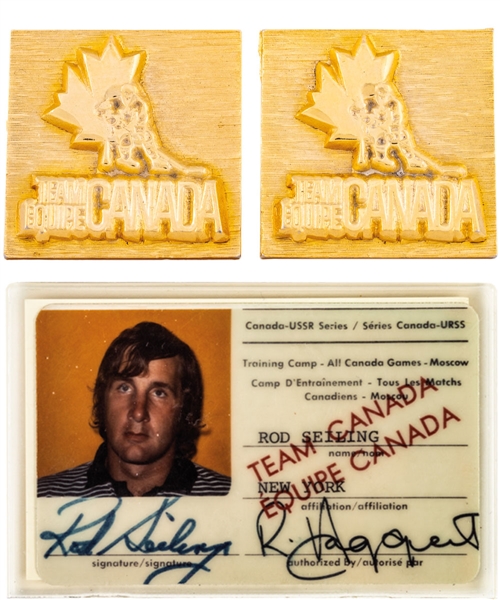 Rod Seiling’s 1972 Canada-Russia Series Team Canada Cuff Links and Official I.D. Card from His Personal Collection with His Signed LOA