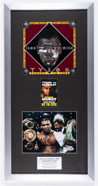 Mike Tyson Signed Framed Display with PSA/DNA COA (16” x 32”)