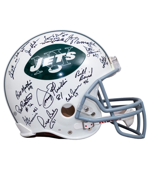 1969 New York Jets Team-Signed NFL Throwback Full-Size Riddell Helmet with Steiner COA