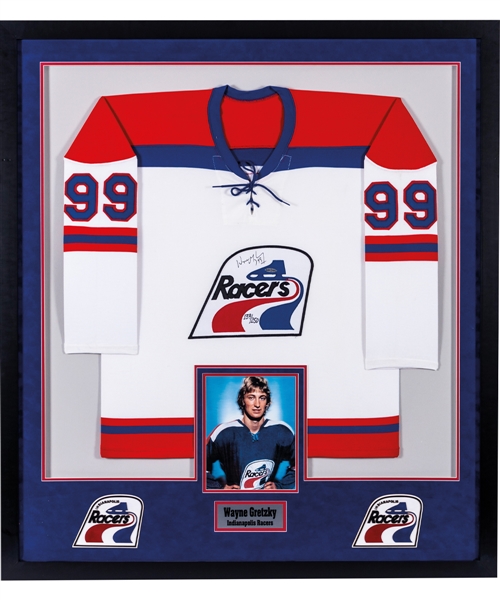 Wayne Gretzky Signed Indianapolis Racers Limited-Edition Home Jersey #139/250 Framed Display with UDA COA (42” x 47”)