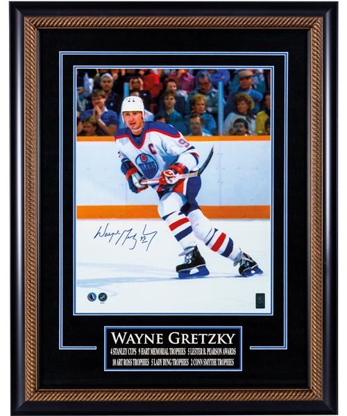 Wayne Gretzky Signed Edmonton Oilers "Awarded Hardware" Framed Photo with WGA COA (27” x 34”) 