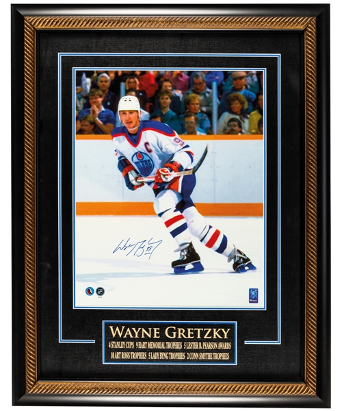 Wayne Gretzky Signed Edmonton Oilers "Awarded Hardware" Framed Photo with WGA COA (27” x 34”) 