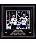 Sidney Crosby and Mario Lemieux Pittsburgh Penguins Dual-Signed Framed Photo from Frameworth (30” x 31”) 