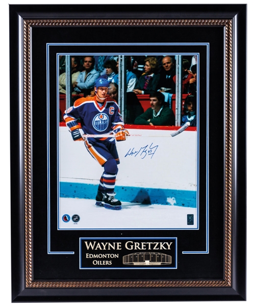 Wayne Gretzky Signed Edmonton Oilers Framed  "Game Action" Photo with WGA COA (27” x 34”) 