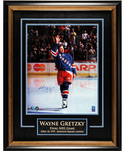 Wayne Gretzky Signed New York Rangers "Final NHL Game" Framed Photo from WGA (26 ½” x 33 ½”)