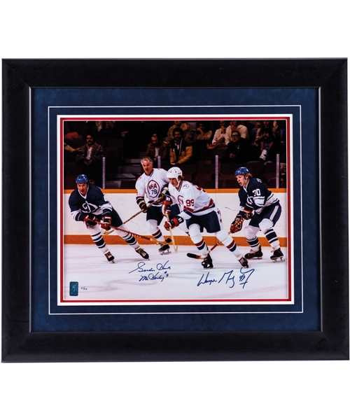 Wayne Gretzky and Gordie Howe Dual-Signed WHA All-Star Game Limited-Edition Framed Photo #61/99 with WGA COA (26 ½” x 30 ½”) 