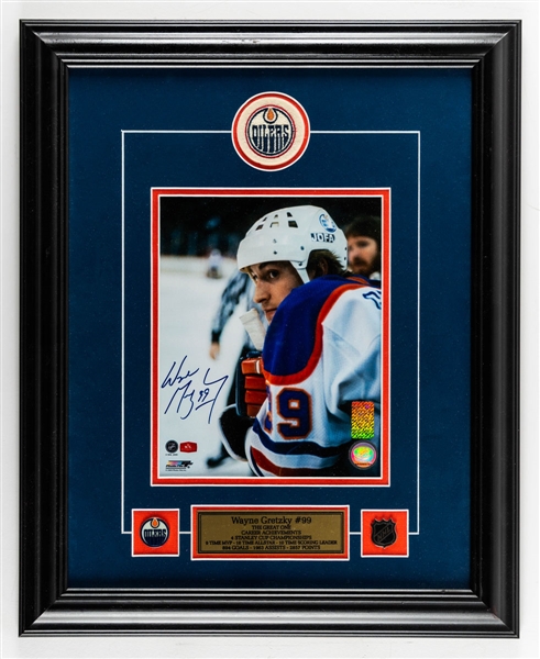 Wayne Gretzky Signed Edmonton Oilers Framed "Assessing Game Play" Photo Display with WGA COA (17” x 21”)