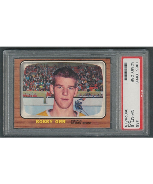 1966-67 Topps Hockey Card #35 HOFer Bobby Orr RC - Graded PSA 8 (OC)