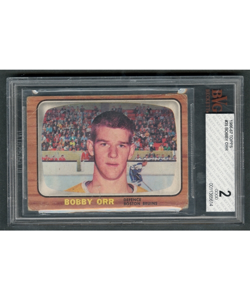 1966-67 Topps Hockey Card #35 HOFer Bobby Orr Rookie - Graded BVG 2