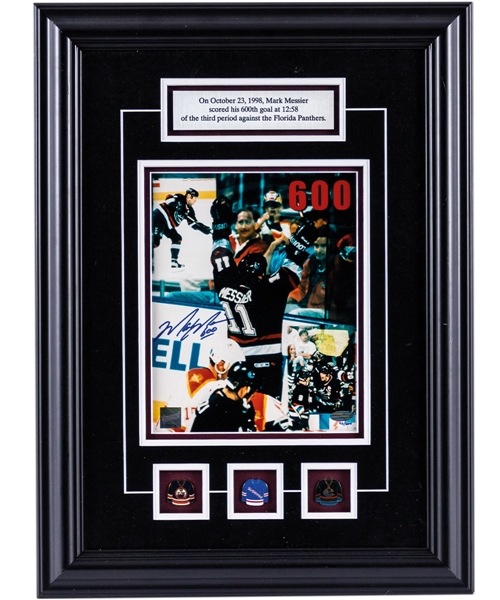 Mark Messier Vancouver Canucks Signed 600th Goal Framed Photo Display – Frameworth Authenticated (16 ¼” x 22”)