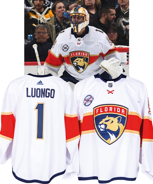 Roberto Luongos 2018-19 Florida Panthers Game-Worn Jersey with Team COA - 25th Patch! - Photo-Matched!