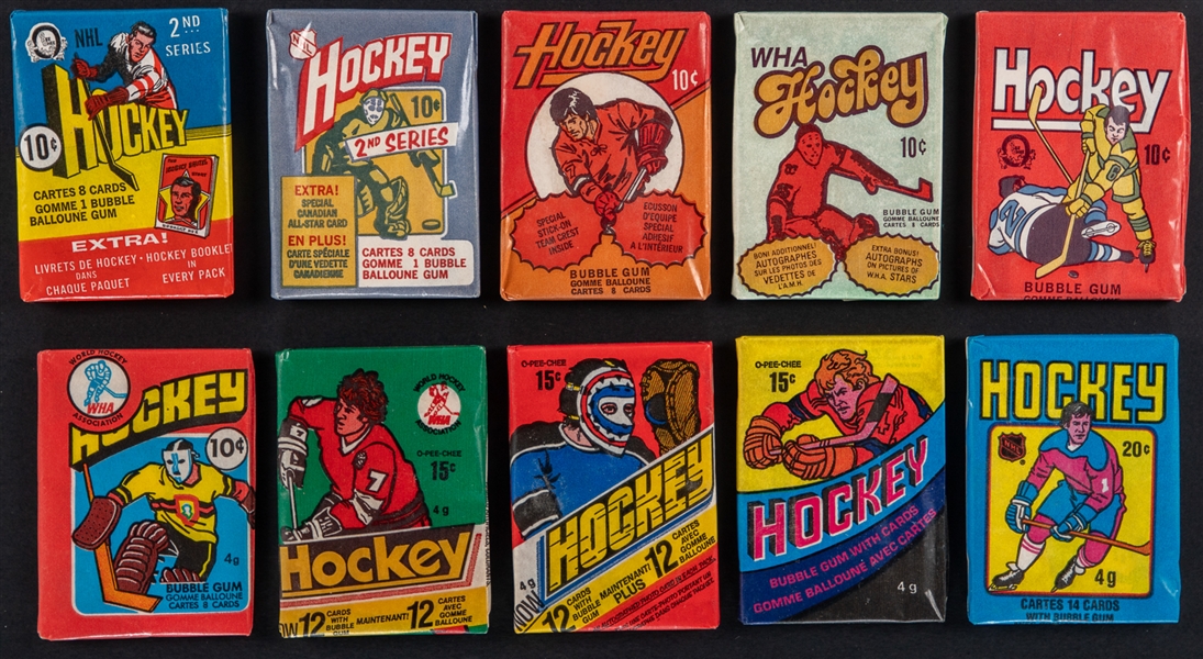 1971-72 to 1990-91 O-Pee-Chee / O-Pee-Chee WHA Hockey Wax Packs (24) 