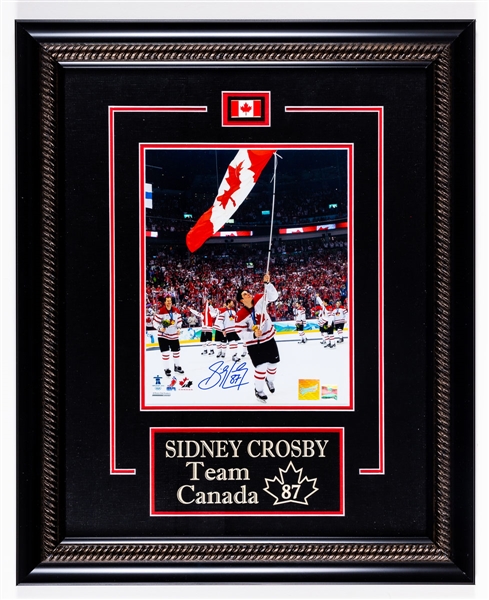 Sidney Crosby Team Canada 2010 Vancouver Olympics Framed Photo Collection of 2 Including Signed “Waving the Flag” Photo Display with Frameworth COA 