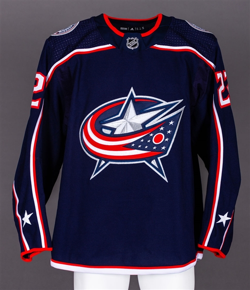 Sonny Milano’s 2019-20 Columbus Blue Jackets Game-Worn Jersey with Team LOA 