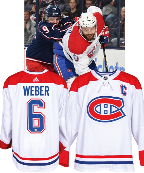 Shea Weber’s 2018-19 Montreal Canadiens Game-Worn Captain’s Jersey with Team LOA - Team Repairs - Photo-Matched! 