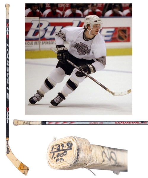 Luc Robitailles 1997-98 Los Angeles Kings "1,000th NHL Career Point" Photo-Matched Louisville Game-Used Stick from His Personal Collection with His Signed LOA