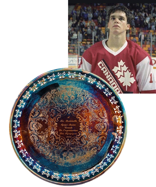Luc Robitailles 1985-86 Team Canada World Junior Championships Presentational Tray from His Personal Collection with His Signed LOA (12")