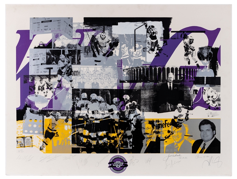 Luc Robitailles Los Angeles Kings 25th Anniversary Multi-Signed Limited-Edition Lithograph #AP 20/32 Including Gretzky and Robitaille from His Personal Collection with His Signed LOA (38” x 50”)