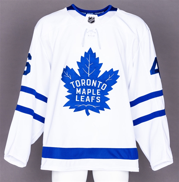 Roman Polak’s 2017-18 Toronto Maple Leafs Game-Worn Jersey with Team COA – Team Repairs - Photo-Matched!