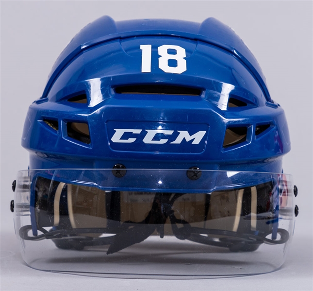 Andreas Johnssons 2017-18 Toronto Maple Leafs CCM Game-Worn Rookie Season Helmet with Team LOA